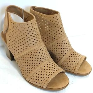 SELF ESTEEM TAN BLOCK HEEL OPEN TOE MULE SANDALS SIZE 10 NWOT